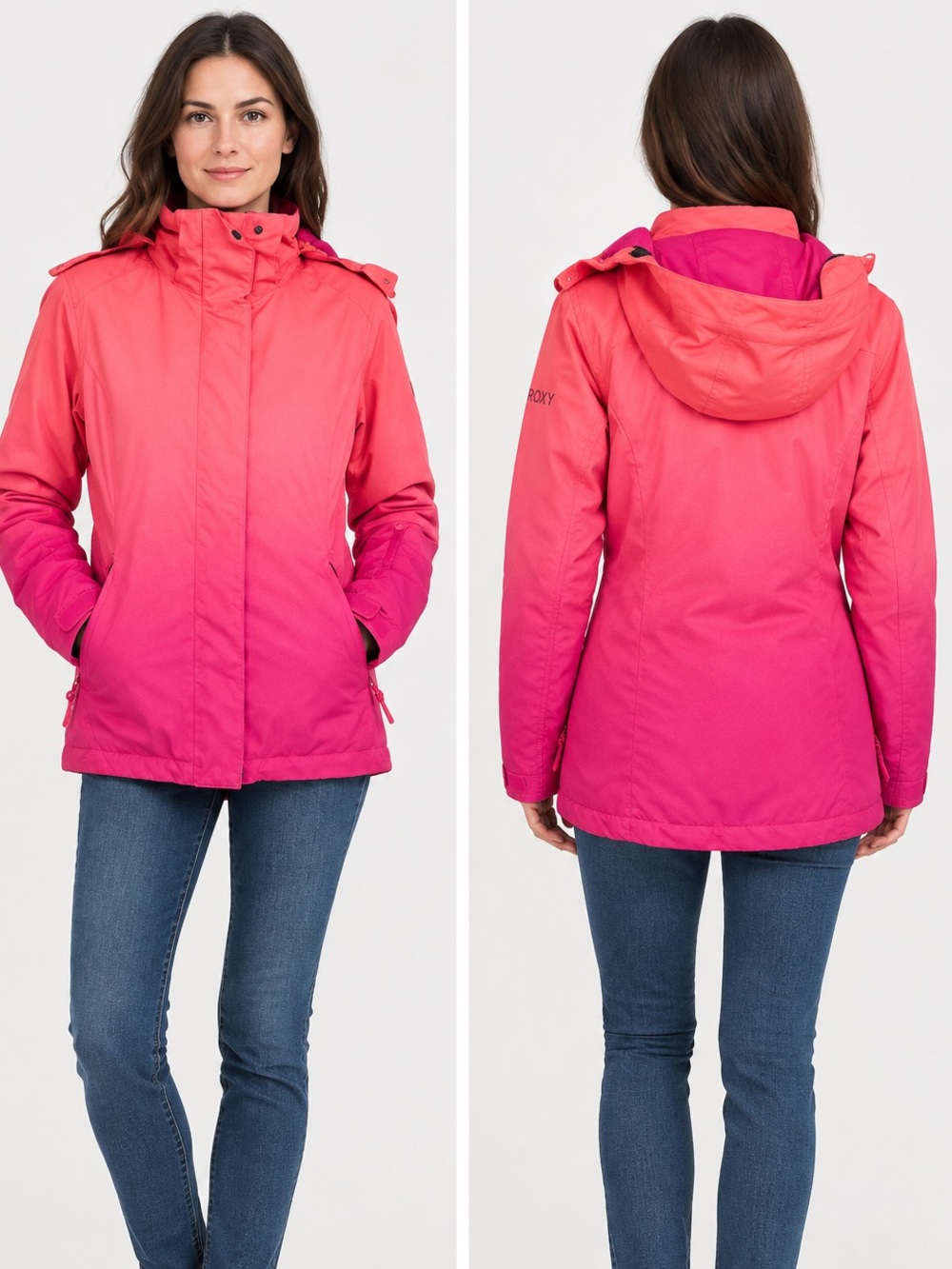 ROXY Women’s DryFlight Light Ombre Pink Ski Snowboard Winter Jacket Coat Size S